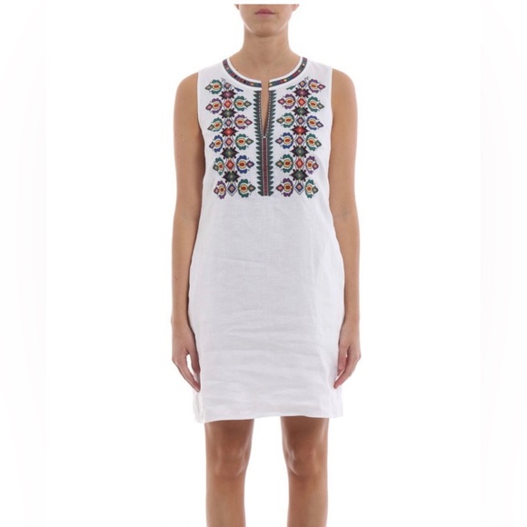 Tory Burch Dresses & Skirts - TORY BURCH Embroidered sleeveless linen dress Sz S